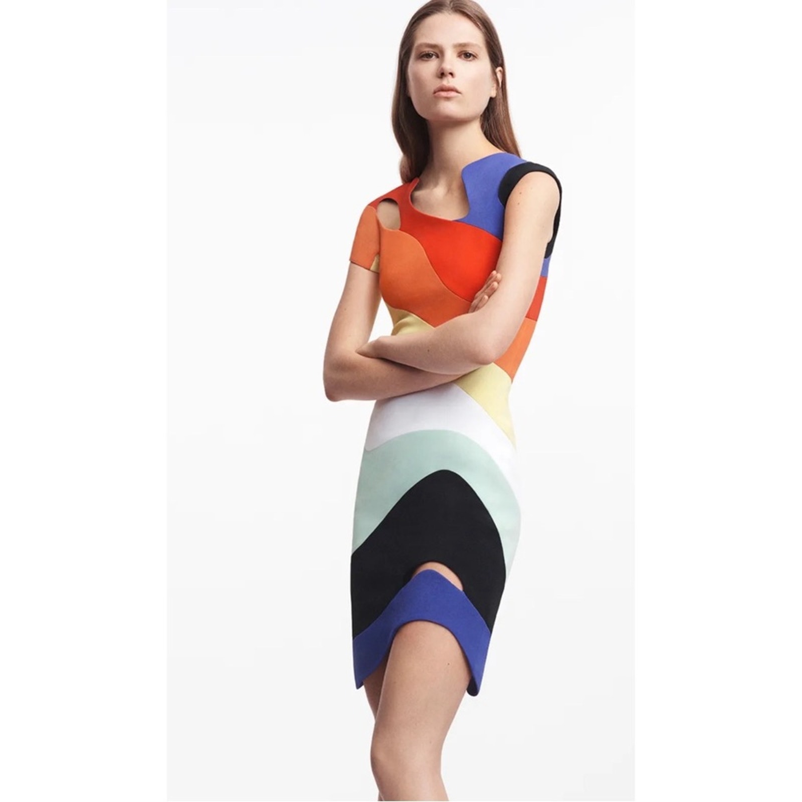 Mugler Technical Cady Rainbow Cutout Wave Mini Dress Size 2 — image 3 of 8